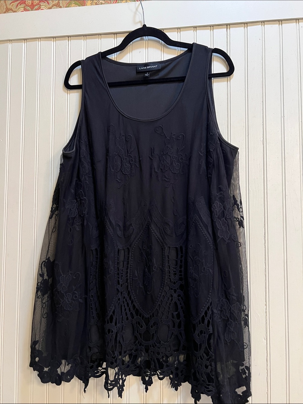 Lane Bryant Black Embroidered Mesh Tunic - Picture 1 of 3